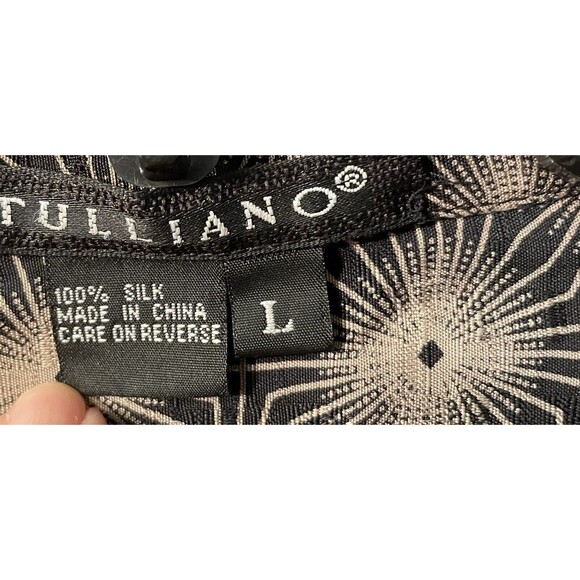 Tulliano Silk Shirt Men’s Size Large Black Starburst Print Silk Short Sleeve - Picture 3 of 4